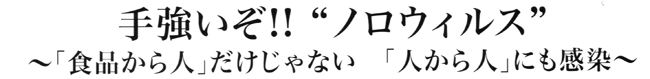 手強いぞ！！”ノロウィルス”～「食品から人」だけじゃない「人から人」にも感染～